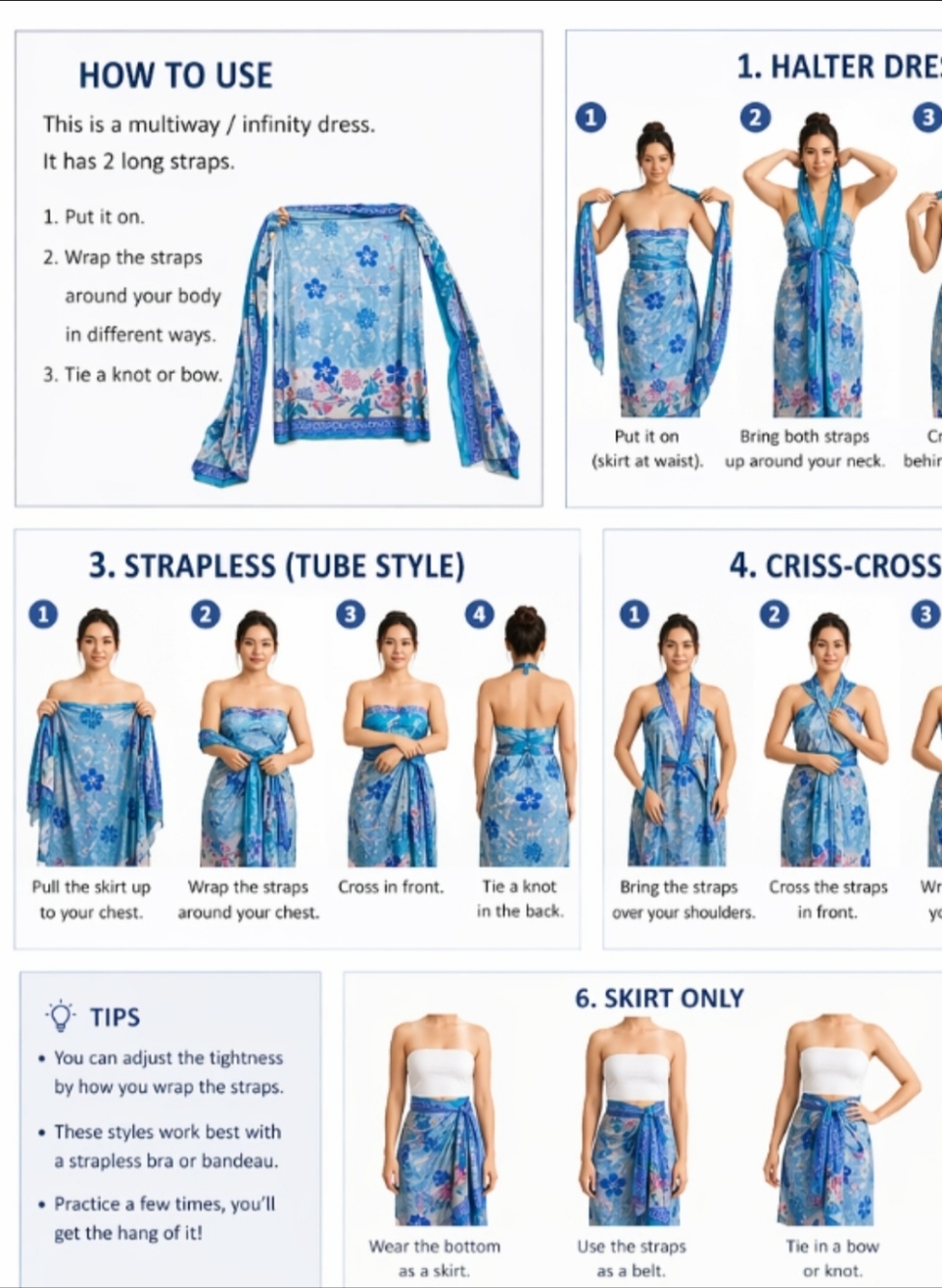 Blue Floral Multiway Infinity Dress / Sarong